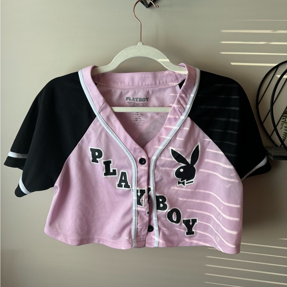 Playboy cropped button down shirt